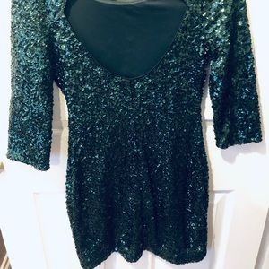 Green Sequins Cocktail Dress